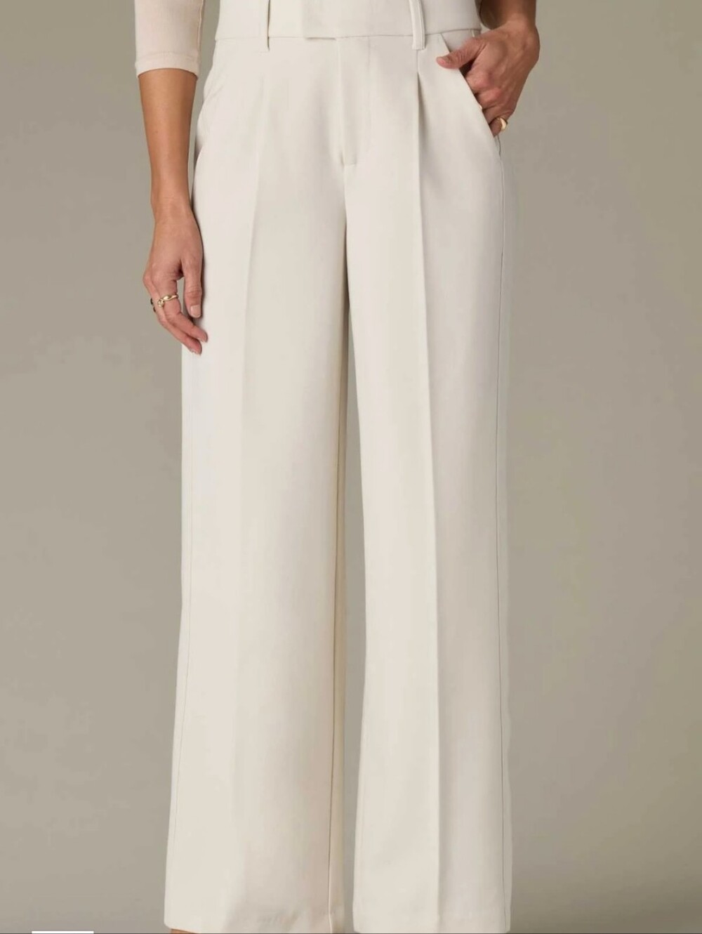 Wit & Wisdom Cream High-Waist Wide-Leg Trousers